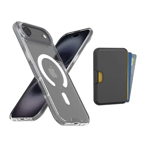 Smartish® iPhone Air MagSafe Clear Case + MagSafe Wallet - Magnetic Slim Case - Anti-Yellow Thin Grip Cover + Detachable Wallet - Magnetic Card Holder for Apple iPhone Air - Clearly Clear 