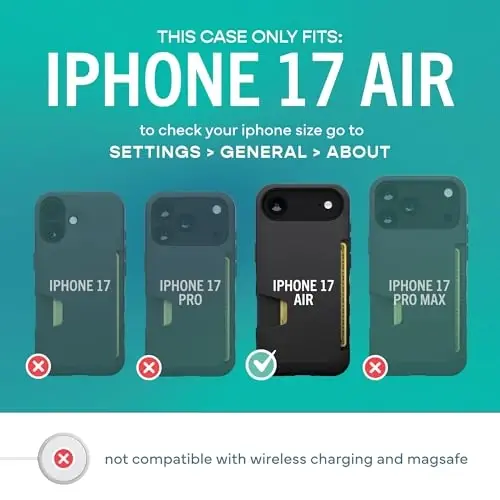 Smartish® iPhone Air Wallet Case + Screen Protector - [Slim + Protective] Phone Case Credit Card Holder + 2-Pack Tempered Glass Screen Protectors for Apple iPhone Air - Black Tie Affair - 5