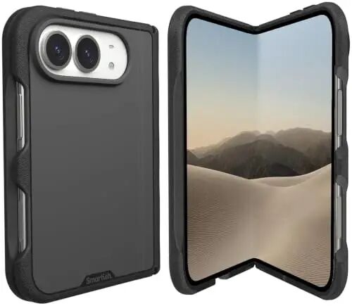 Smartish iPhone Duo Case MagSafe, Gripmunk, Slim Grip Fold Case, Black | Thin, Protective & Shockproof, Drop Protection, Raised Edges for Screen & Camera, Grippy Texture, Hinge Protection, Non-Slip - Smartish