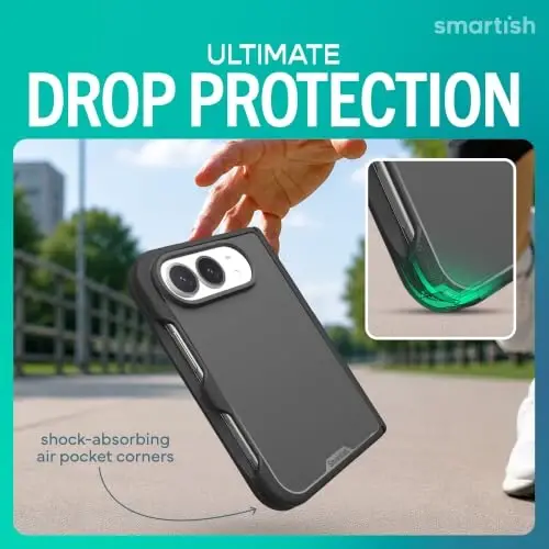 Smartish iPhone Duo Case MagSafe, Gripmunk, Slim Grip Fold Case, Black | Thin, Protective & Shockproof, Drop Protection, Raised Edges for Screen & Camera, Grippy Texture, Hinge Protection, Non-Slip - 4