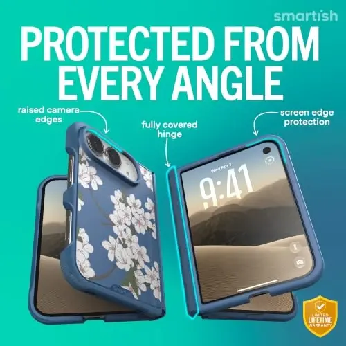 Smartish iPhone Duo Case MagSafe, Gripmunk, Slim Grip Fold Case, Blossoms | Thin, Protective & Shockproof, Drop Protection, Raised Edges for Screen & Camera, Grippy Texture, Hinge Protection, Non-Slip - Smartish (1)