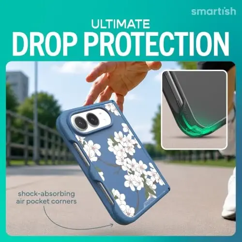 Smartish iPhone Duo Case MagSafe, Gripmunk, Slim Grip Fold Case, Blossoms | Thin, Protective & Shockproof, Drop Protection, Raised Edges for Screen & Camera, Grippy Texture, Hinge Protection, Non-Slip - 4