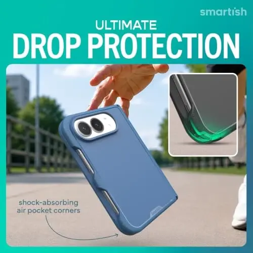Smartish iPhone Duo Case MagSafe, Gripmunk, Slim Grip Fold Case, Blue | Thin, Protective & Shockproof, Drop Protection, Raised Edges for Screen & Camera, Grippy Texture, Hinge Protection, Non-Slip - 4