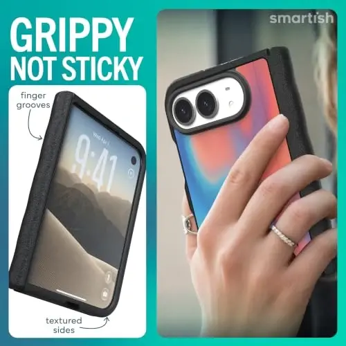 Smartish iPhone Duo Case MagSafe, Gripmunk, Slim Grip Fold Case, Liquid Sky | Thin, Protective & Shockproof, Drop Protection, Raised Edges for Screen & Camera, Grippy Texture, Hinge Protection, Non-Slip - 5