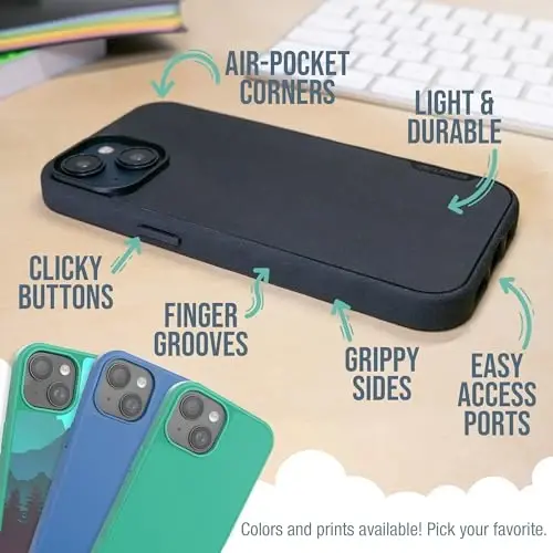Smartish® Магнитный чехол для iPhone 15 - Gripmunk с поддержкой MagSafe [Легкий + Защитный] Тонкий чехол с микрофибровой подкладкой для Apple iPhone 15 - Moving Mountains - 1