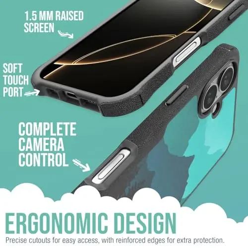 Smartish® Защитный магнитный чехол для iPhone 16 Plus - Gripzilla, совместимый с MagSafe [Прочный + Жесткий] Сверхмощный тонкий чехол с защитой от падений для Apple iPhone 16 Plus - Moving Mountains - 3