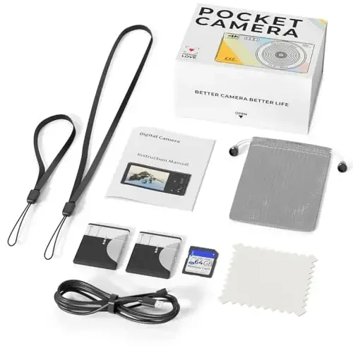 SMARTKLIK Digital Camera for Teens, FHD 4K 44MP with 64GB SD Card, 16X Digital Zoom, Compact Point Shoot Camera Blue - 6