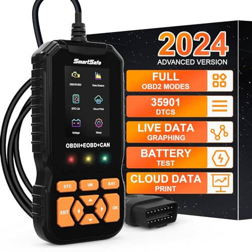 SmartSafe 2024 Professional OBD2 skaner diagnostika vositasi takomillashtirilgan avtomatik dvigatel tekshiruvi xato kodlarini o'qish/o'chirish, 35 901 DTC, bulut ma'lumotlarini chop etish, 1996 yildan keyingi avtomobillar uchun kod o'quvchi skaner - 7