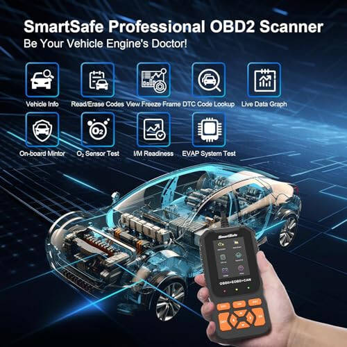 SmartSafe 2024 Professional OBD2 skaner diagnostika vositasi takomillashtirilgan avtomatik dvigatel tekshiruvi xato kodlarini o'qish/o'chirish, 35 901 DTC, bulut ma'lumotlarini chop etish, 1996 yildan keyingi avtomobillar uchun kod o'quvchi skaner - 8