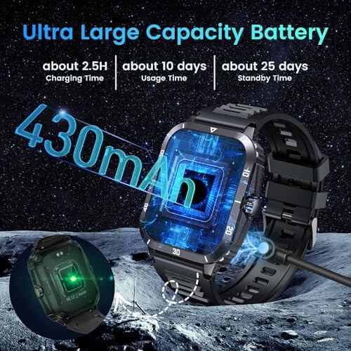 Smartwatch for Men Fitness Smart Watch: 2.0 inch Wrist Watch with Bluetooth Call Answer - Android iOS Compatible Military 3ATM Waterproof 100+ Sports Digital Activity Tracker Heart Rate Sleep Monitor - 6