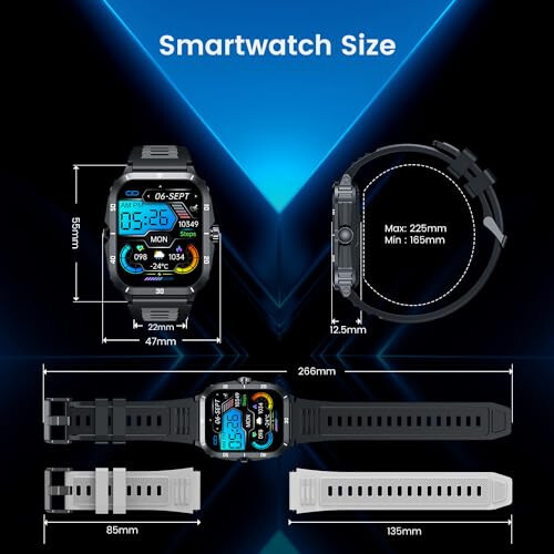 Smartwatch for Men Fitness Smart Watch: 2.0 inch Wrist Watch with Bluetooth Call Answer - Android iOS Compatible Military 3ATM Waterproof 100+ Sports Digital Activity Tracker Heart Rate Sleep Monitor - 7