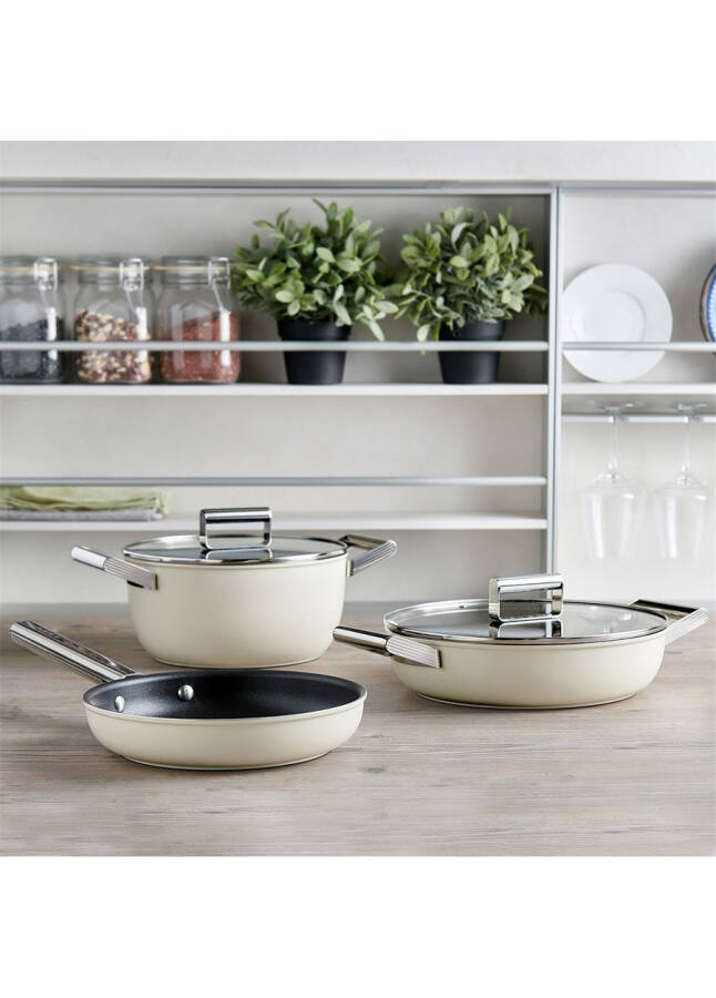 SMEG Cookware 50'ler Tarzı CKFF2601CRM Krem Tava 26 Cm - 30