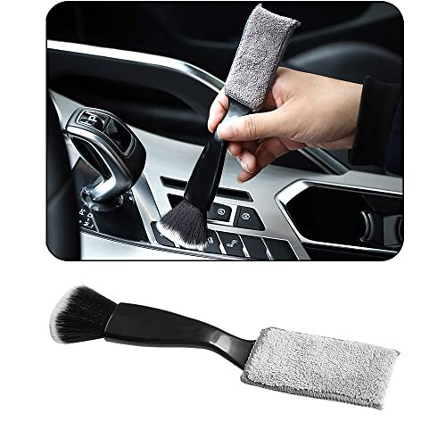 Smeyta Double Head Brush for Car Clean 1Pack,Car Brushes for Detailing Interior,Car Detailing Brushes Exterior,Soft Car Detailing Brush(Black-Double Head,1Pack) - 1