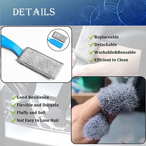 Smeyta Double Head Brush for Car Clean 1Pack,Car Brushes for Detailing Interior,Car Detailing Brushes Exterior,Soft Car Detailing Brush(Black-Double Head,1Pack) - 3