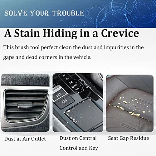 Smeyta Double Head Brush for Car Clean 1Pack,Car Brushes for Detailing Interior,Car Detailing Brushes Exterior,Soft Car Detailing Brush(Black-Double Head,1Pack) - 4