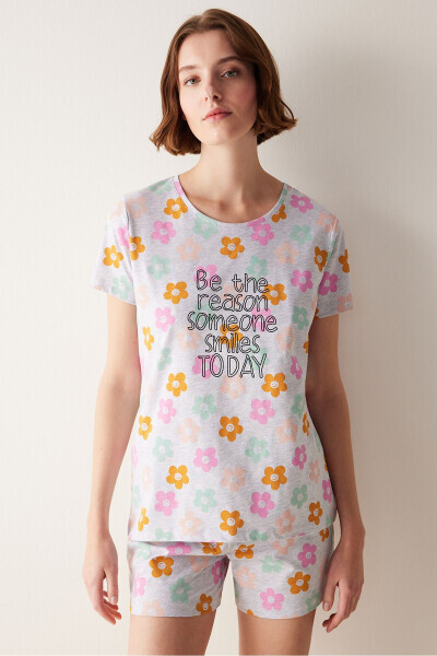 Smile Gray Shorts Pajama Set - PENTI (1)