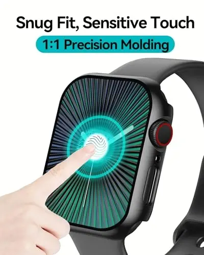 Smiling 2 Pack Case Apple Watch SE 3 (2025)/ SE 2/ SE/Series 6/5/4 40mm bilan mos keladi, закалённое shisha ekran himoyachisi, qattiq kompyuter korpusi umumiy himoya qopqog'i - Qora - 5