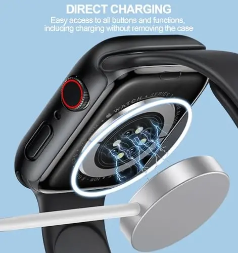 Smiling 2 Pack Case Apple Watch Series 11 (2025)/ Series 10 42mm bilan mos keladi, закалённое стекло ekran himoyachisi bilan, qattiq PC Case chizishga chidamli umumiy himoya qopqog'i - 1 qora + 1 shaffof - 4