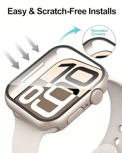 Smiling 2 Pack Case Apple Watch Series 11 (2025)/ Series 10 42mm bilan mos keladi, закалённое стекло ekrani bilan, qattiq PC Case chizilishga qarshi umumiy himoya qopqog'i - 1 Starlight + 1 Transparent - 4