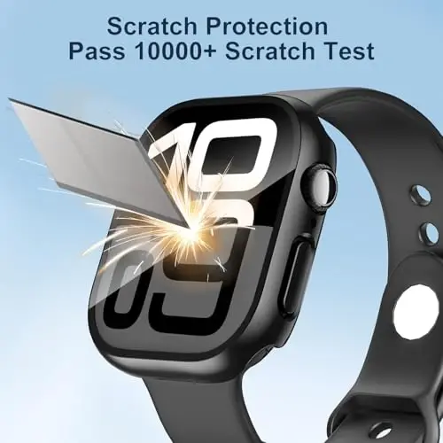 Smiling 2 Pack Case Apple Watch Series 11 (2025)/Series 10 46mm bilan mos keladi, закалённое стёкло ekran himoyachisi, qattiq kompyuter korpusi tirnalishga chidamli umumiy himoya qopqog'i - 1 qora + 1 shaffof - 4