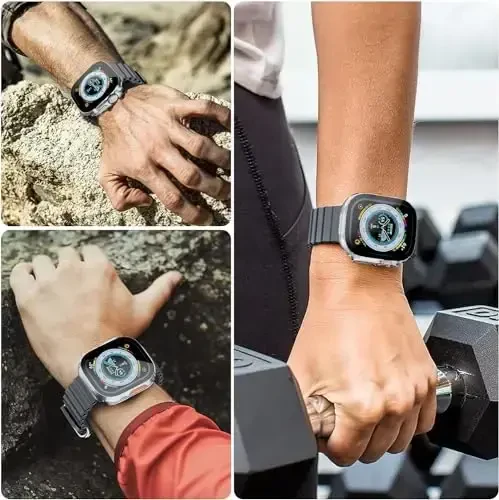 Smiling 2 Pack Case Apple Watch Ultra 3(2025)/ Ultra 2 /Ultra 49mm bilan mos keladi, закалённое Shisha Screen Protector, qattiq PC korpusi Chizishga chidamli Umumiy himoya qopqog'i - Shaffof - 6