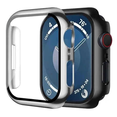 Smiling 2 Pack Case Compatible with Apple Watch SE 3 (2025)/ SE 2/ SE/Series 6/5/4 40mm with Tempered Glass Screen Protector, Hard PC Case Overall Protective Cover- 1 Black + 1 Silver - 3