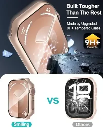 Smiling 2 Pack Case Compatible with Apple Watch SE 3 (2025)/ SE 2/ SE/Series 6/5/4 40mm with Tempered Glass Screen Protector, Hard PC Case Overall Protective Cover- 1 Rose Gold + 1 Transparent - 3
