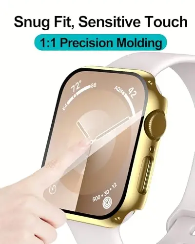 Smiling 2 Pack Case Compatible with Apple Watch SE 3 (2025)/ SE 2/ SE/Series 6/5/4 40mm with Tempered Glass Screen Protector, Hard PC Case Overall Protective Cover- Gold - 3