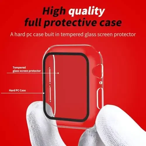 Smiling 2 Pack Case Compatible with Apple Watch SE 3 (2025)/ SE 2/ SE/Series 6/5/4 40mm with Tempered Glass Screen Protector, Hard PC Case Overall Protective Cover- Transparent - SMILING (1)
