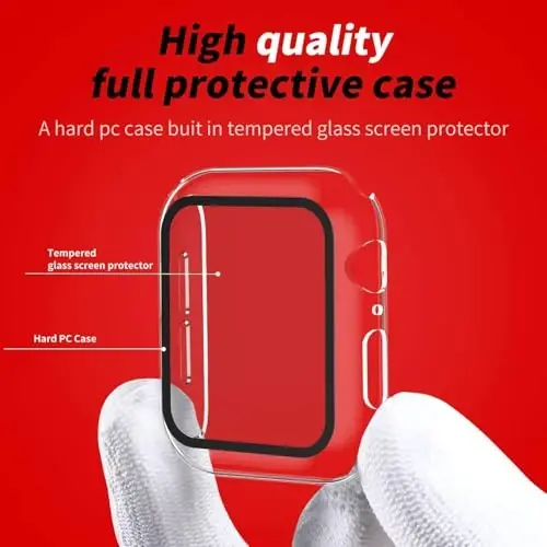 Smiling 2 Pack Case Compatible with Apple Watch SE 3 (2025)/ SE 2/ SE/Series 6/5/4 40mm with Tempered Glass Screen Protector, Hard PC Case Overall Protective Cover- Transparent - SMILING (1)