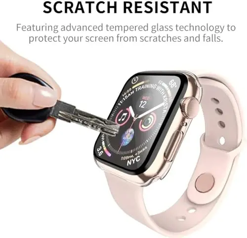 Smiling 2 Pack Case Compatible with Apple Watch SE 3 (2025)/ SE 2/ SE/Series 6/5/4 40mm with Tempered Glass Screen Protector, Hard PC Case Overall Protective Cover- Transparent - 4