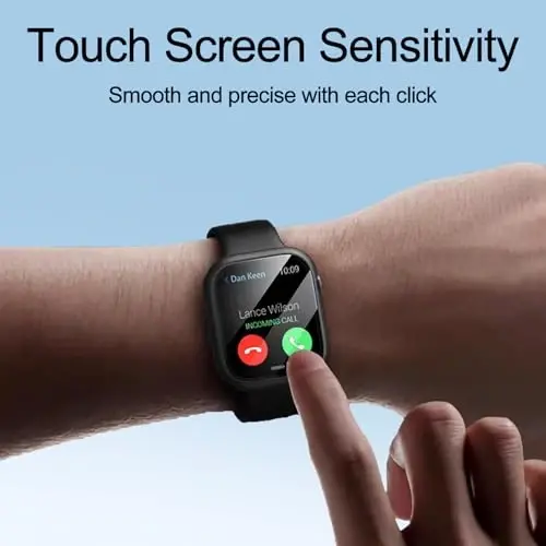 Smiling 2 Pack Case Compatible with Apple Watch Series 11 (2025)/ Series 10 42mm with Tempered Glass Screen Protector, Hard PC Case Scratch-Resistant Overall Protective Cover- 1 Black + 1 Transparent - 5