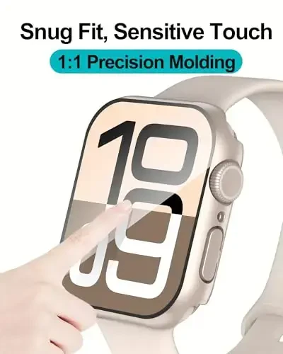 Smiling 2 Pack Case Compatible with Apple Watch Series 11 (2025)/Series 10 42mm with Tempered Glass Screen Protector, Hard PC Case Scratch-Resistant Overall Protective Cover- Starlight - 5