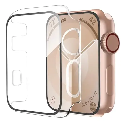 Smiling 2 Pack Case Compatible with Apple Watch Series 3/2 38mm with Tempered Glass Screen Protector, Hard PC Case Overall Protective Cover- Transparent - SMILING
