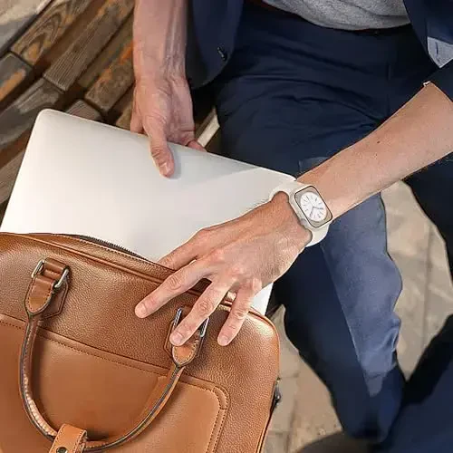 Smiling 2 Pack Case Ichiga o'rnatilgan Tempered Glass Screen Protector Apple Watch Series 9/Series 8/Series 7 45mm bilan mos keladi, Qattiq PC Case Umumiy himoya qopqog'i - 1 Starlight + 1 Shaffof - 6