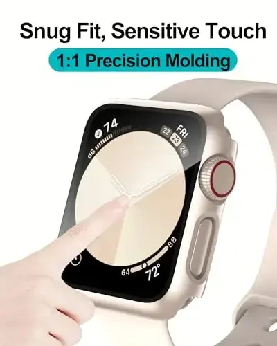 Smiling 2 Pack Compatible with Apple Watch Series 3/Series 2 38mm with Tempered Glass Screen Protector, Hard PC Case Overall Protective Cover- Starlight - 5