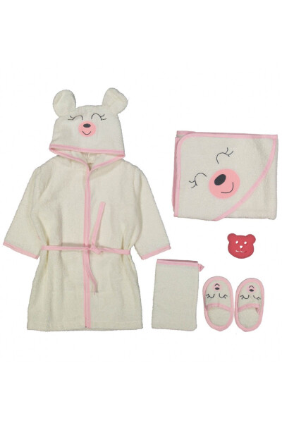 Smiling Bear Baby Towel Robe Set Organic - Baby Birth Gift - 4