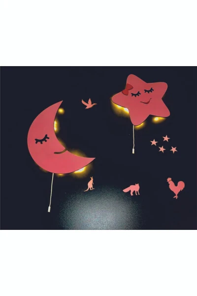Smiling Moon and Smiling Star Baby Room Kids Room Lighting Decor Set - DT DEKOR TRENI