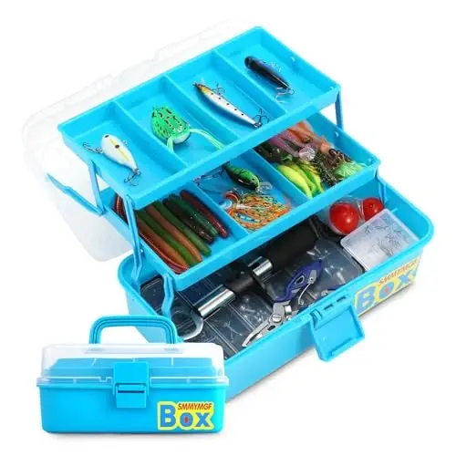Pro 3-Layer FishingTackle Box Kit with Accessories Set,Including Saltwater and Freshwater Lures,Tools,Spacious Storage,All-in-One Bass Fishing Gear Set & Gift for Men(339pcs Fishing Tackle Box) 