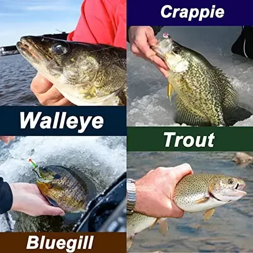SMMYMGF Trout & Crappie Ice Fishing Gear Lures Kit, Including Jig Heads,Soft Plastic baits for Panfish,Bluegill, Bass etc Freshwater Equipment - 5