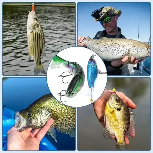 SMMYMGF Fishing Lures Tackle Box Kit,Saltwater Freshwater Fishing Gear and Equipment,Including Bionic Swimbait,Top Water baits,Soft Plastic Baits, Accessories etc for Bass,Trout, Salmon. - 6