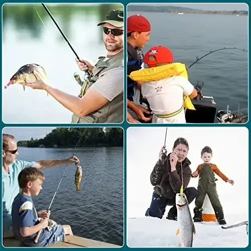 SMMYMGF Forel va krap uchun muzli baliq ovlash anjomlari to'plami, jumladan jig boshlari, Panfish, Bluegill, Bass va boshqalar uchun yumshoq plastik o'lja. Chuchuk suv uskunalari - 4