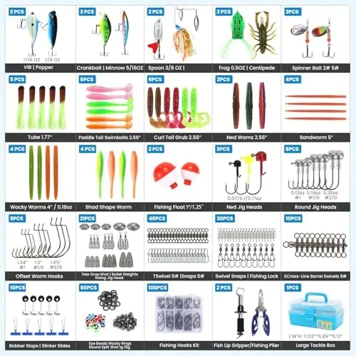 SMMYMGF Trout & Crappie Ice Fishing Gear Lures Kit, Including Jig Heads,Soft Plastic baits for Panfish,Bluegill, Bass etc Freshwater Equipment - 5