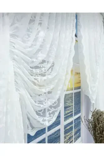 Smocked 2 Panel Tulle Curtain Off White-Off White - 2