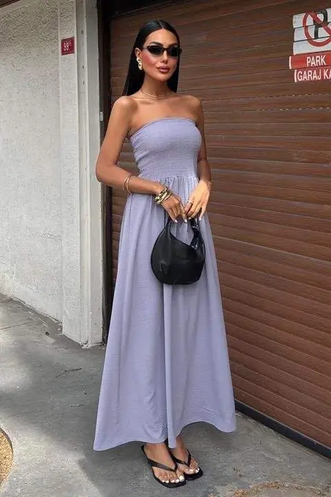 Smocked Bodice Strapless Dress 2878 - 4