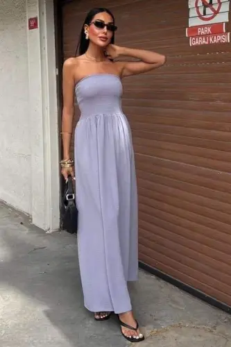 Smocked Bodice Strapless Dress 2878 - 5