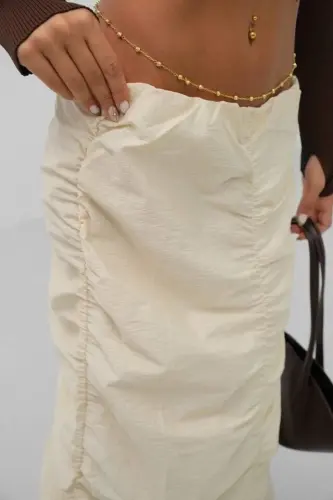 Smocked Detail Maxi Skirt - 4