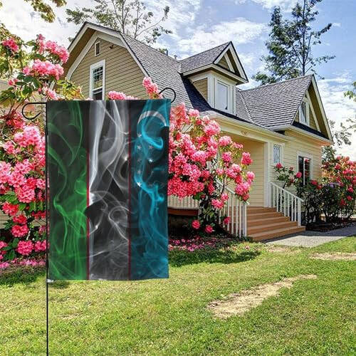 Smoke Style Flag Of Uzbekistan Garden Flags for Outside 12.5