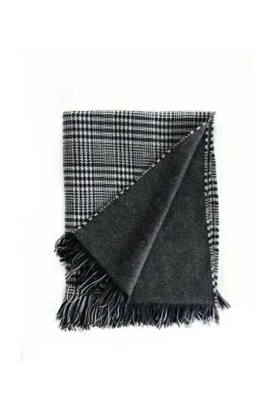 Smoked Double Sided Plaid Scarf-smoked - 1