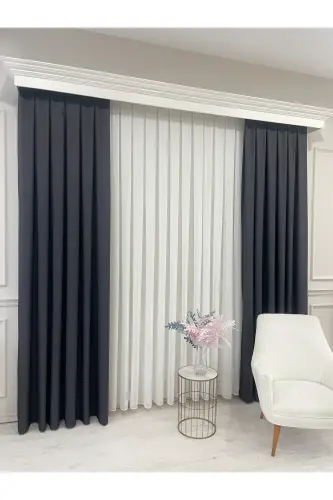 Smoked Gray Color Linen Look 1/3 Dense Pleated Curtain-Smoked - BRILLANT (1)